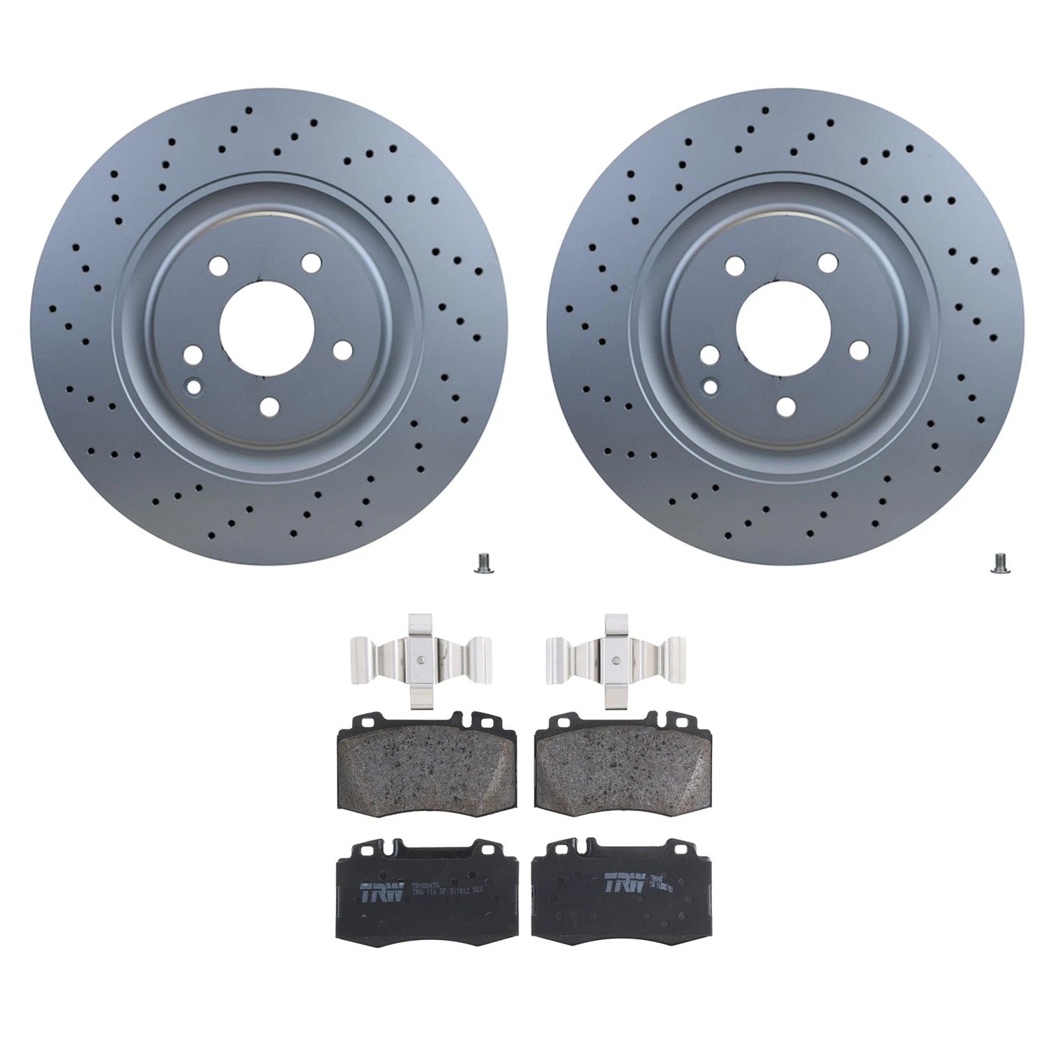 Hella Front Rotors & TRW Pro Low-Met Disc Brake Pads Kit for Mercedes W203 (2001–2007)