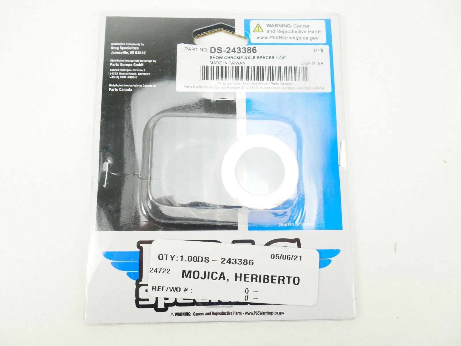 Chrome Outer Axle Spacer for Harley Davidson (Fits DS-243386)