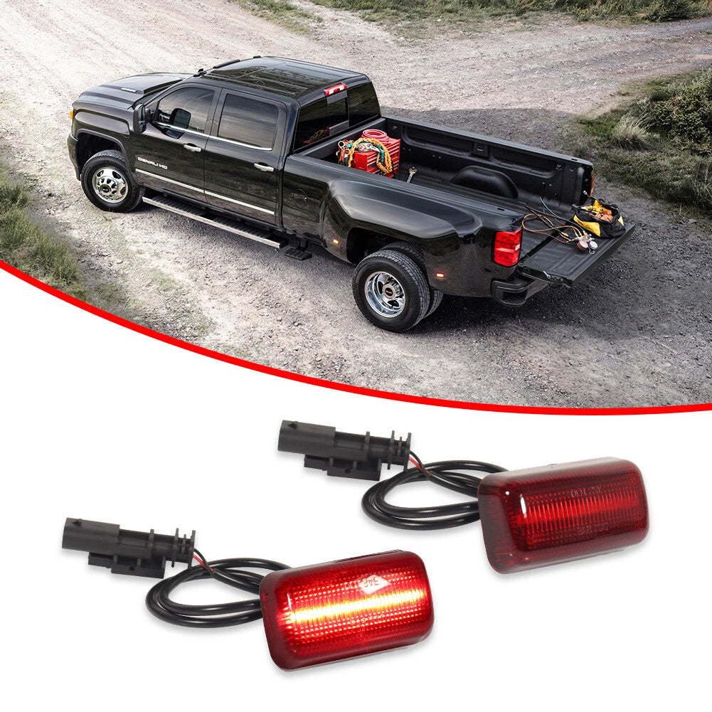 2X Red Lens Full LED Rear Fender Marker Lights for Chevy GMC 2500/3500HD (2015–2023)
