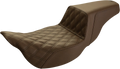 SADDLEMEN Step-Up Seat for Harley FL (Extended Reach, Front Lattice Stitch, Brown)