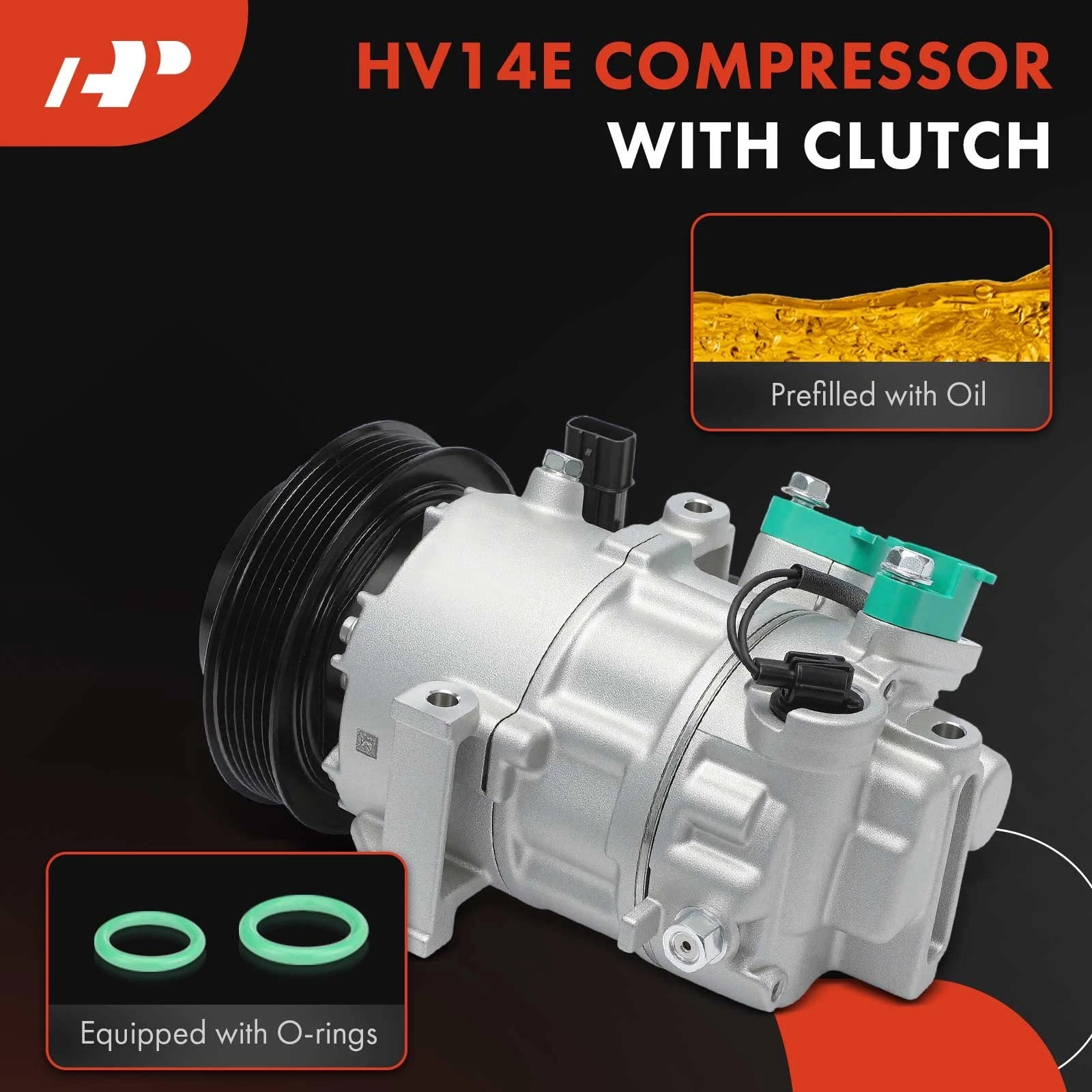 A/C Compressor with 6-Groove Pulley for Hyundai Sonata (2024–2025) Kia K5 (2021–2025)