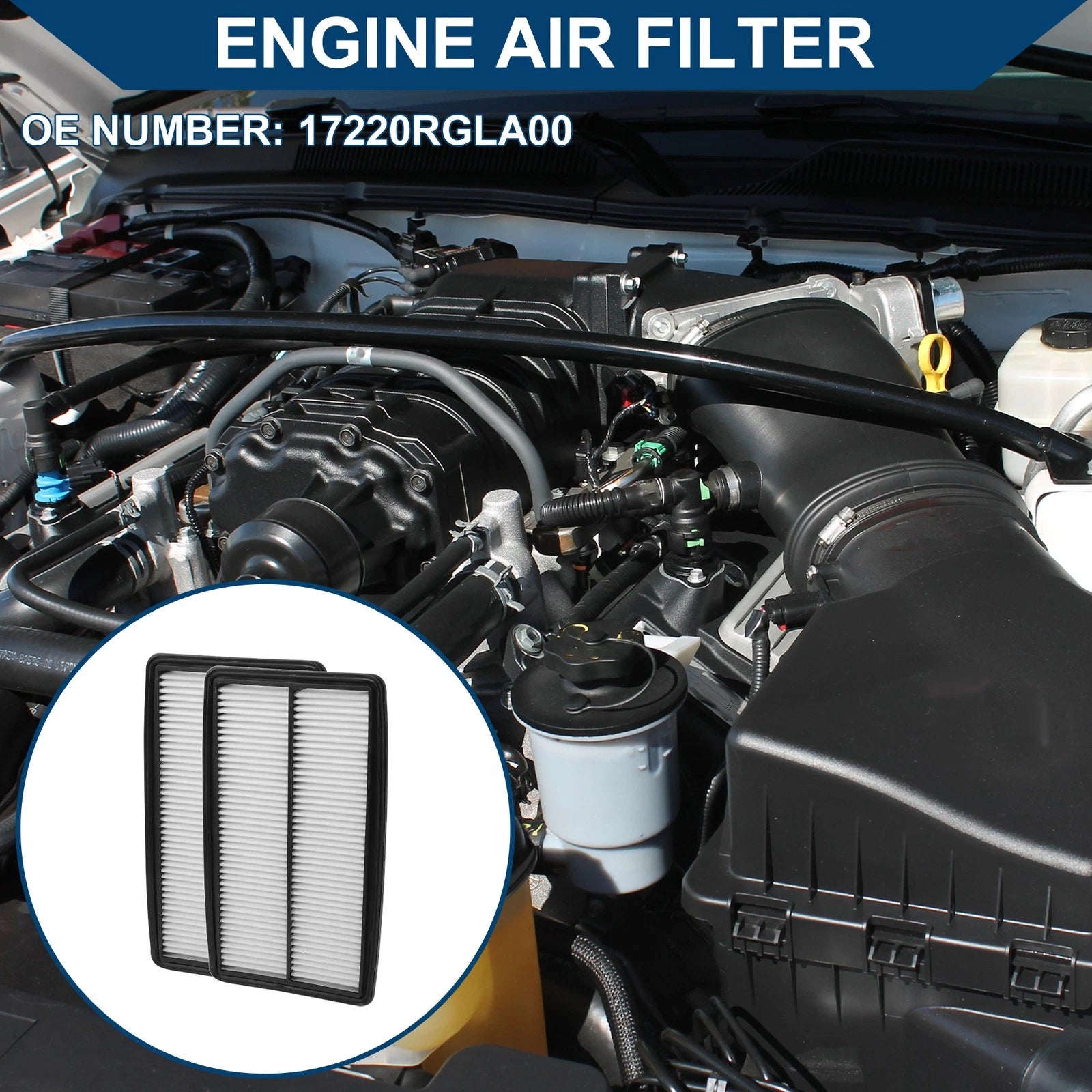 Set of 2 Engine Air Filters No. 17220RGLA00 for Honda Odyssey 3.5L (2005–2007)