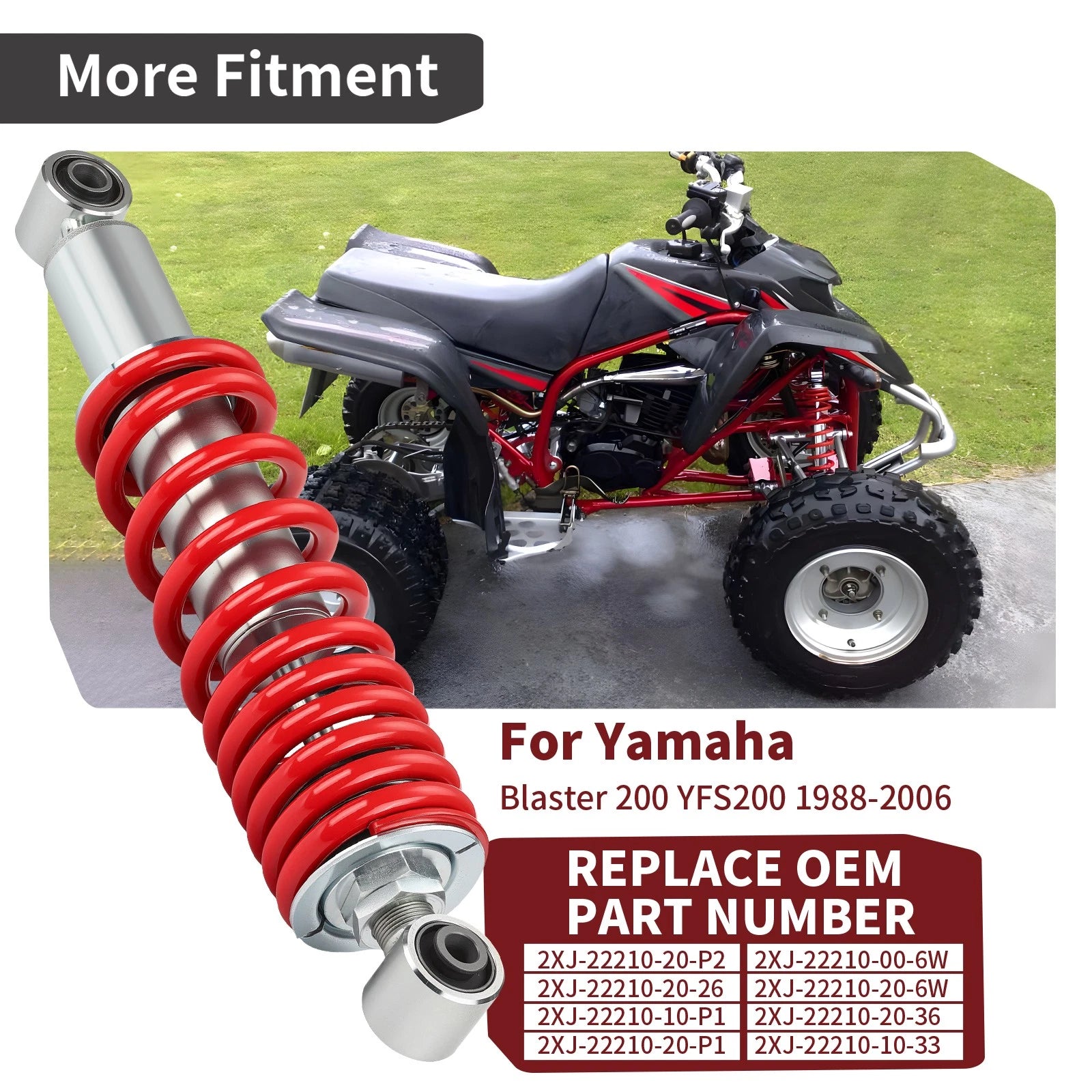 2X Rear Shock Absorber for Yamaha Blaster 200 YFS200 (1988–2006) 2XJ-22210-10-P1