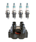Denso Ignition Coil & 4 Iridium Spark Plugs Kit for Mazda 626 (1998–2002)