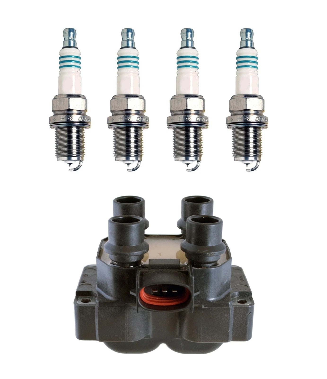 Denso Ignition Coil & 4 Iridium Spark Plugs Kit for Mazda 626 (1998–2002)
