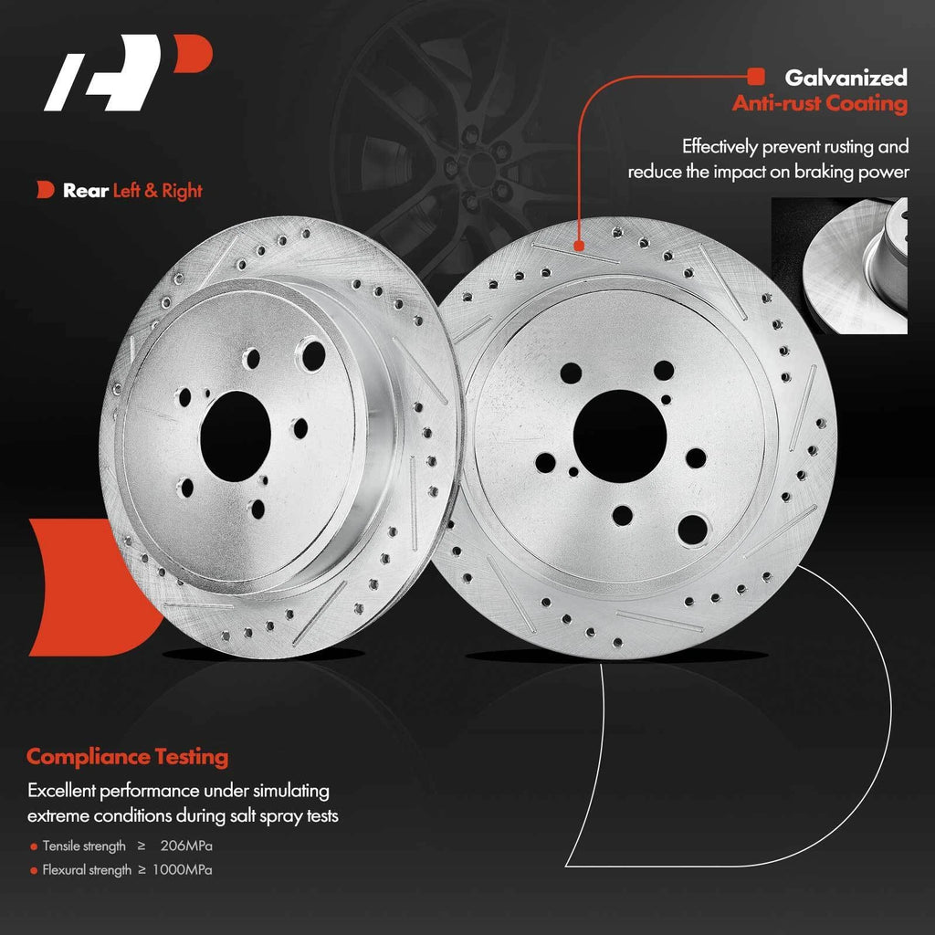 Rear Drilled Rotors & Brake Pads Set for Scion FR-S Subaru BRZ (2013–2020)