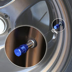 Set of 4 Blue Aluminum Tire Stem Caps for Universal Vehicles (2010–2023)