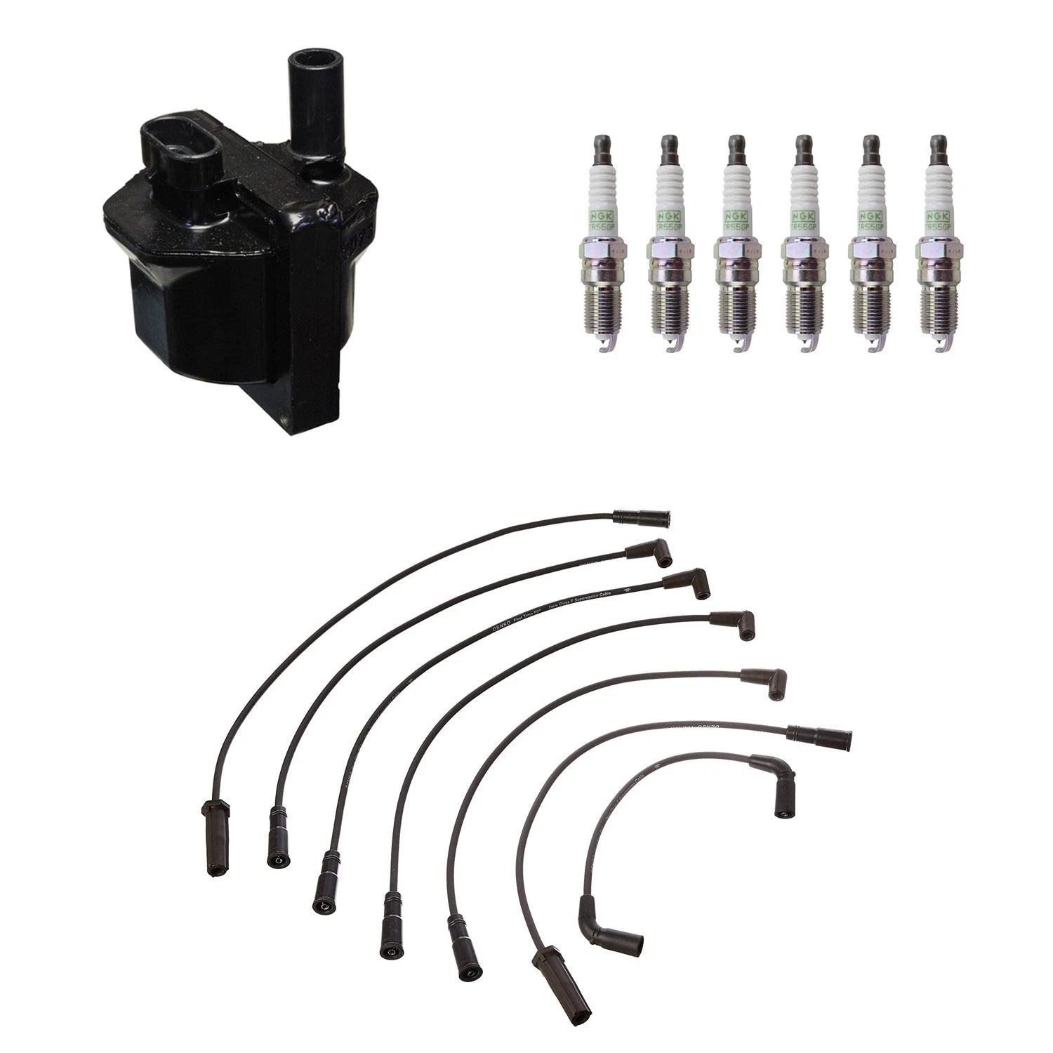 Set of 6 Denso Ignition Coil Wires & NGK Platinum Spark Plugs for C1500 K1500 (1990–1999)