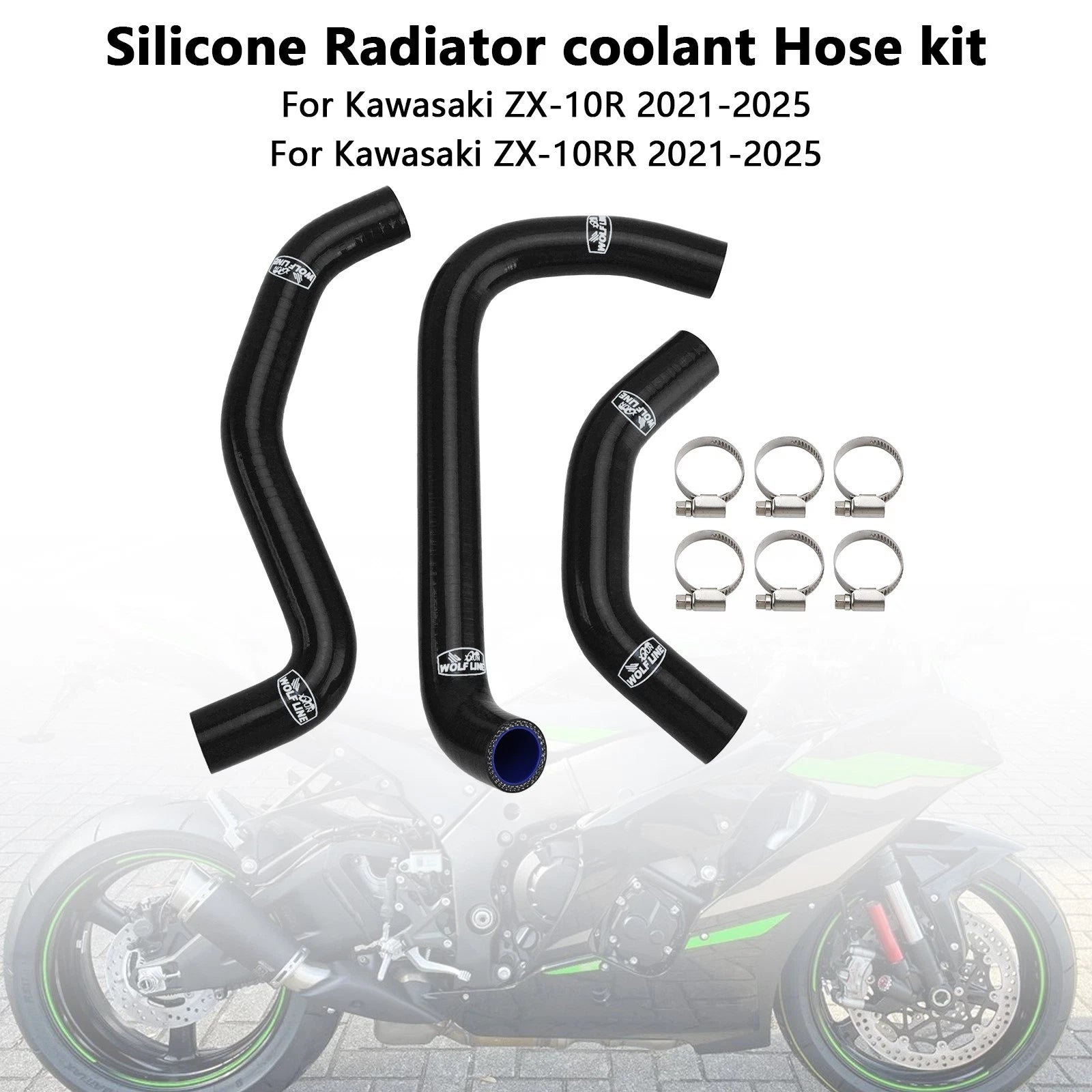 Silicone Radiator Coolant Hose for Kawasaki ZX10R ZX-10RR (2021–2025)