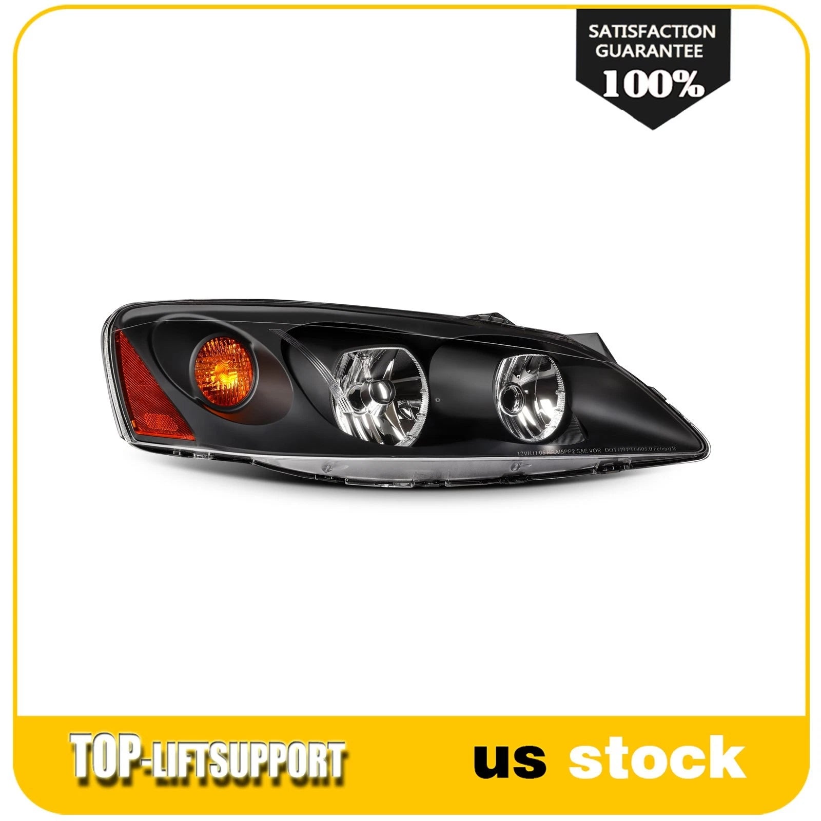 2Pcs Headlight Assembly for Pontiac G6 (2005–2010) Black Housing