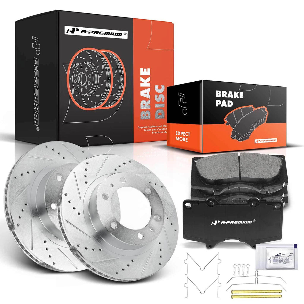 Front Drilled Brake Rotors & Ceramic Pads for Toyota Tacoma (2005-2021)