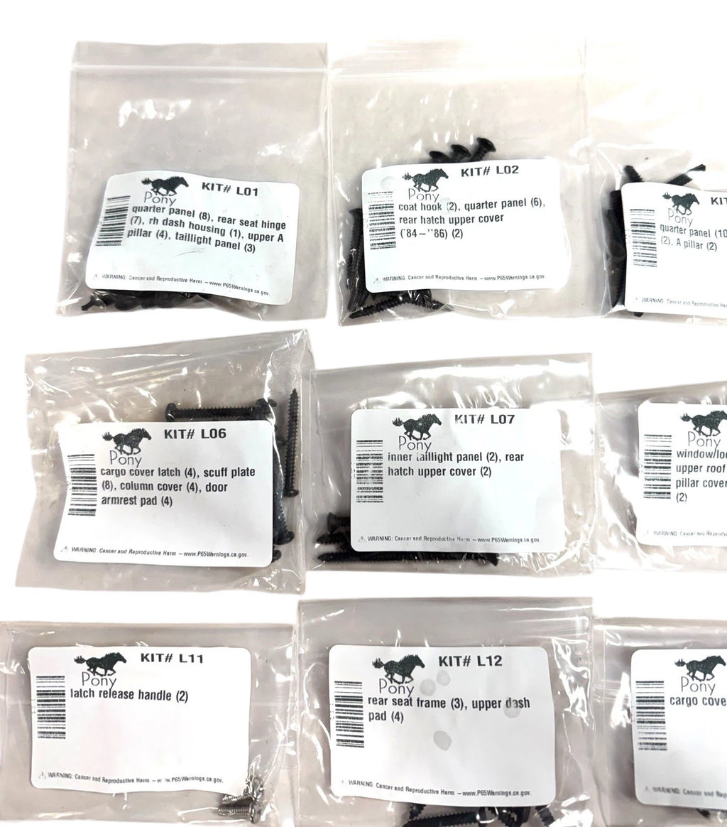 Interior Screw Hardware Kit for 1979–1986 Ford Mustang Hatchback