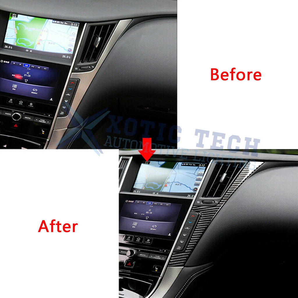 Carbon Fiber Central Control Panel Frame Cover Trims for Infiniti Q50 Q60 (2014-2024)