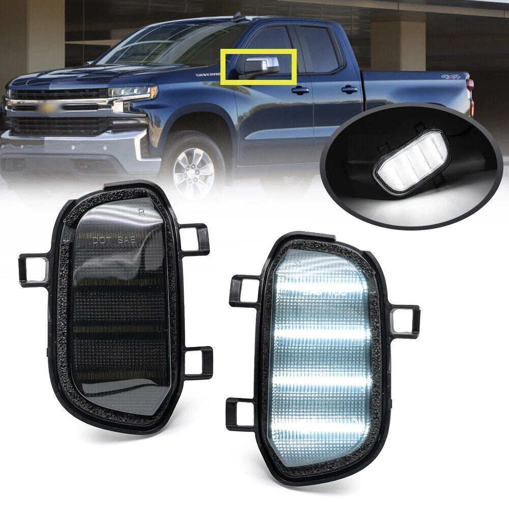 Smoke LED Side Mirror Puddle Light for Chevy Silverado 1500 GMC Sierra (2019)
