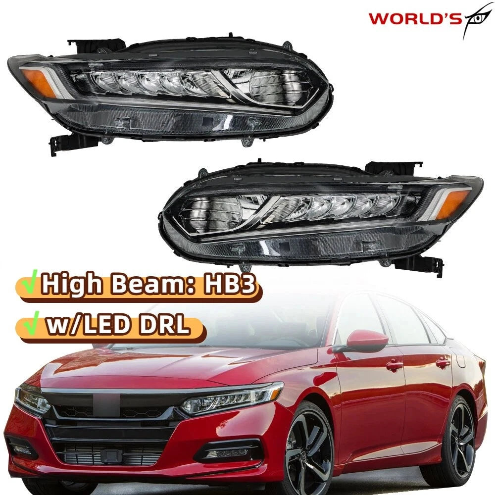 Set of 2 Halogen Headlights with LED DRL for Honda Accord (2018–2020)