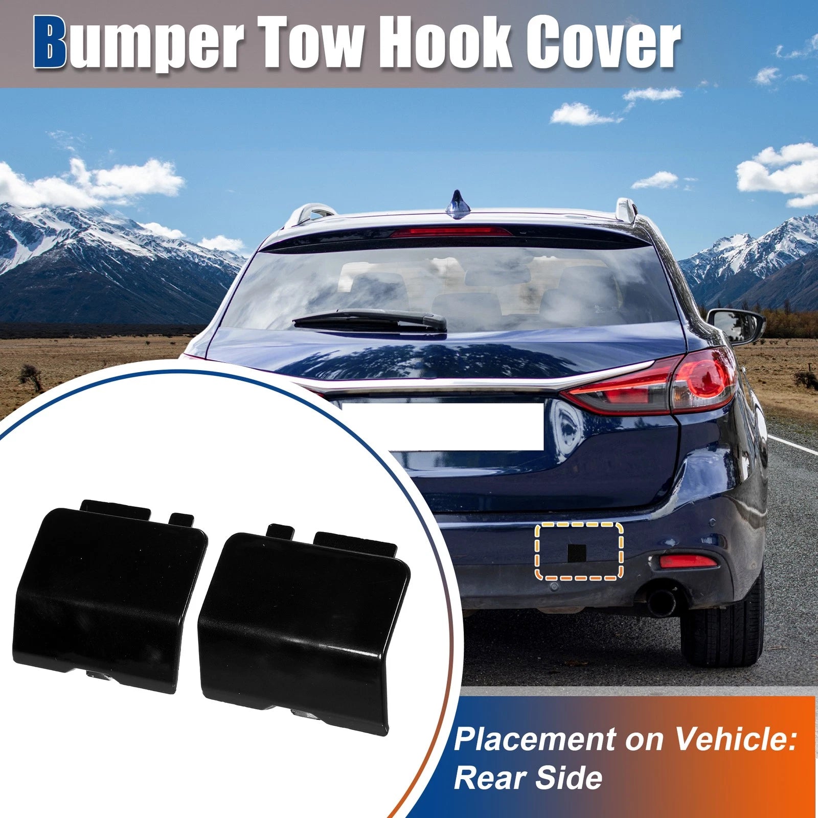 Pair Rear Tow Hook Cover for Mazda 6 (2014–2023) No.GJR950EK151/GJR950EL151 Black