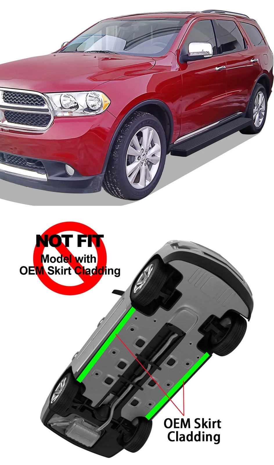 Running Boards for Dodge Durango (2011-2026) - 6 Inch Matte Black