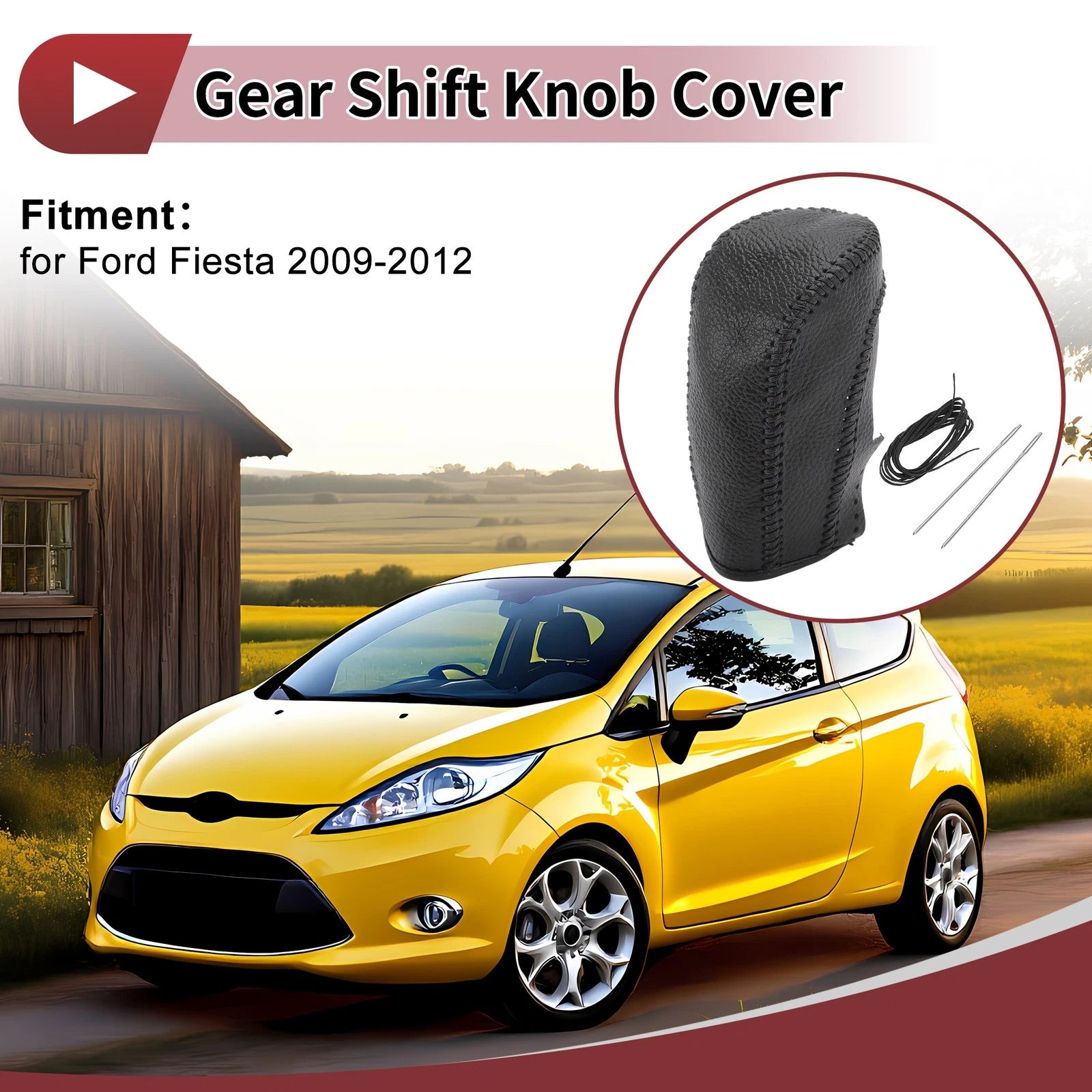 1 Pc Gear Shift Knob Cover for Ford Fiesta (2009–2012) Faux Leather