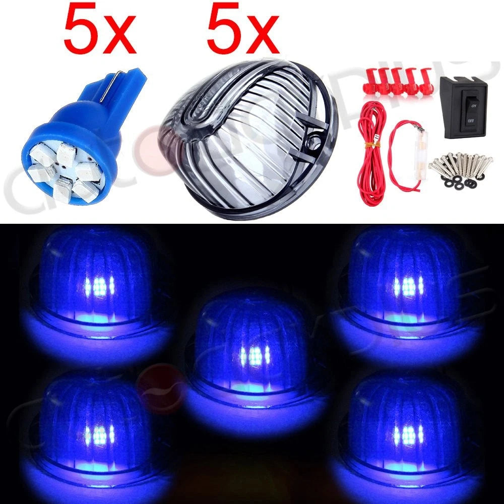 2X Smoke Cab Roof Marker Top Light Lens for Chevy (9069S) with 12V LED + Wiring Kit