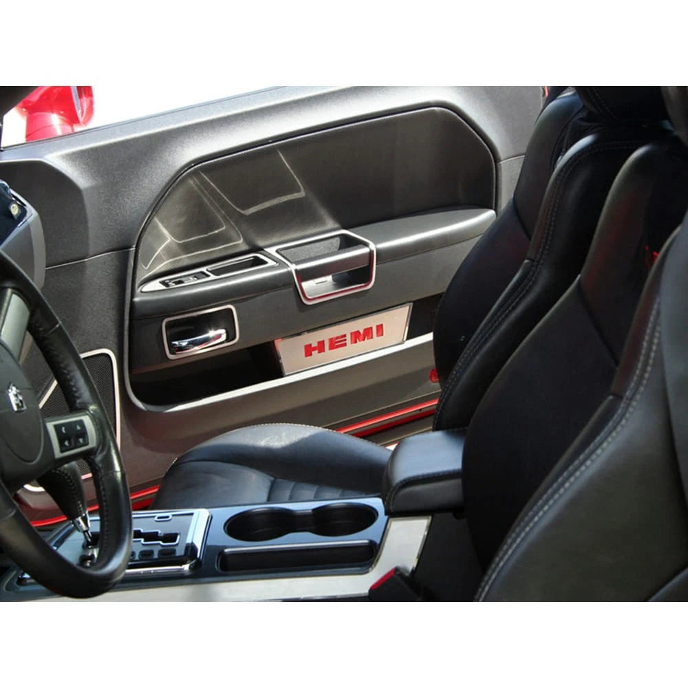 Door Badges Replacement with HEMI Orange Inlay for 2008–2014 Dodge Challenger