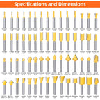 100Pcs Router Bit Set 1/4" Shank Tungsten Carbide for Woodworking