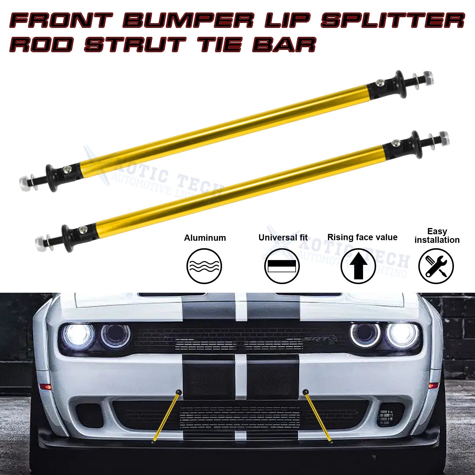 Gold Drift Style Bumper Splitter Diffuser Rod for GMC Acadia & Yukon (2017-2025)