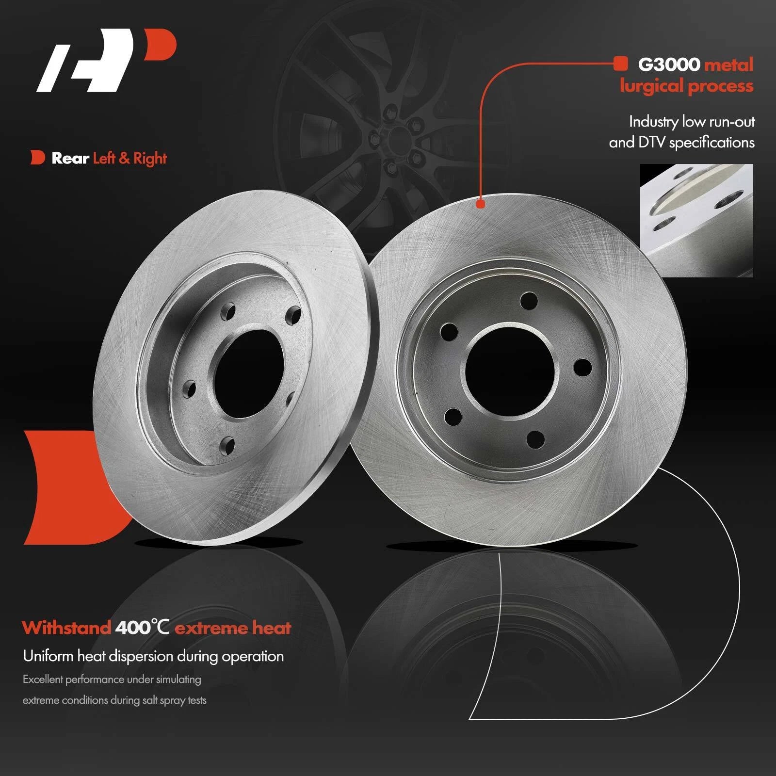 Rear Disc Brake Rotors & Ceramic Pads for Chevy Impala (2011-2013)
