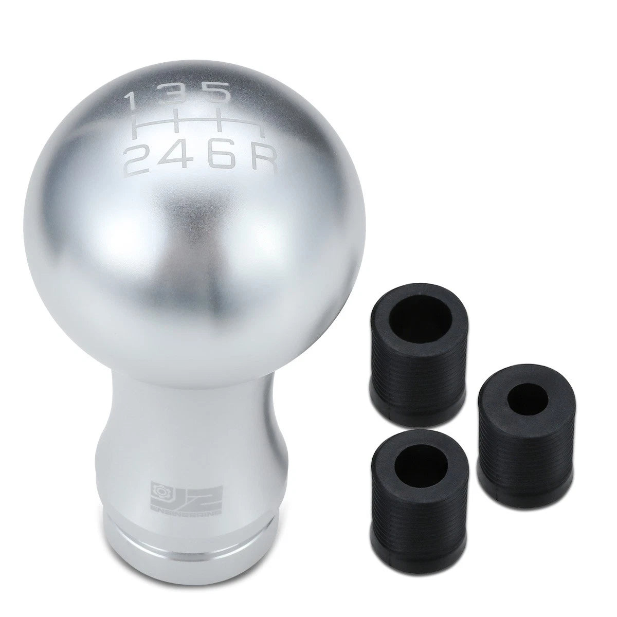 2-Piece 48mm Aluminum Silver Shift Knob w/Adapter for
