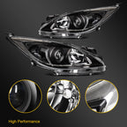 Headlight Assembly Pair for Mazda 3 (2010–2013) Black Housing