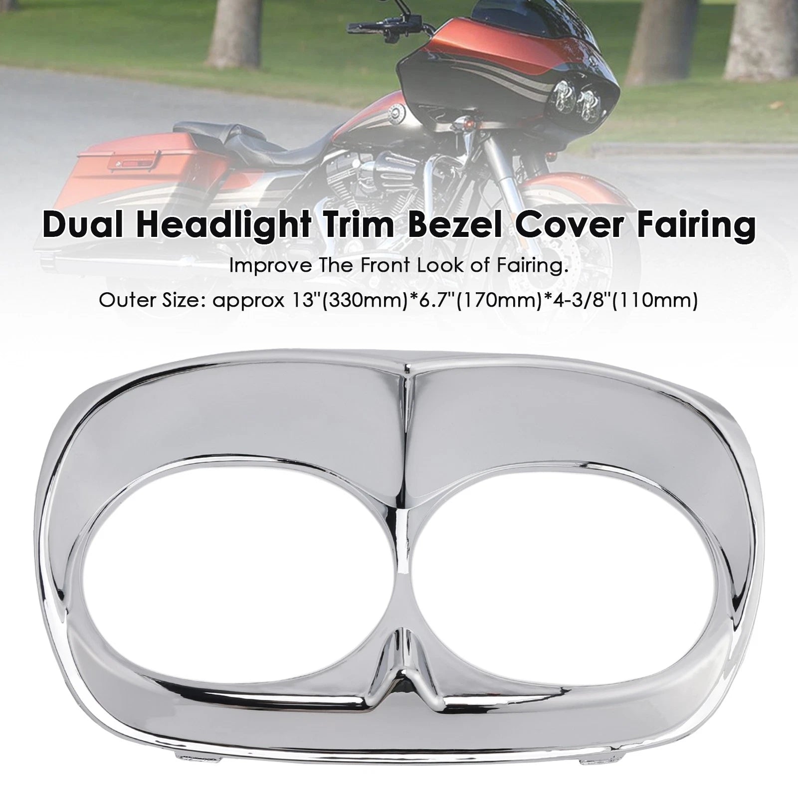 Dual Headlight Trim Bezel Cover for Harley Road Glide (1998–2013) Chrome