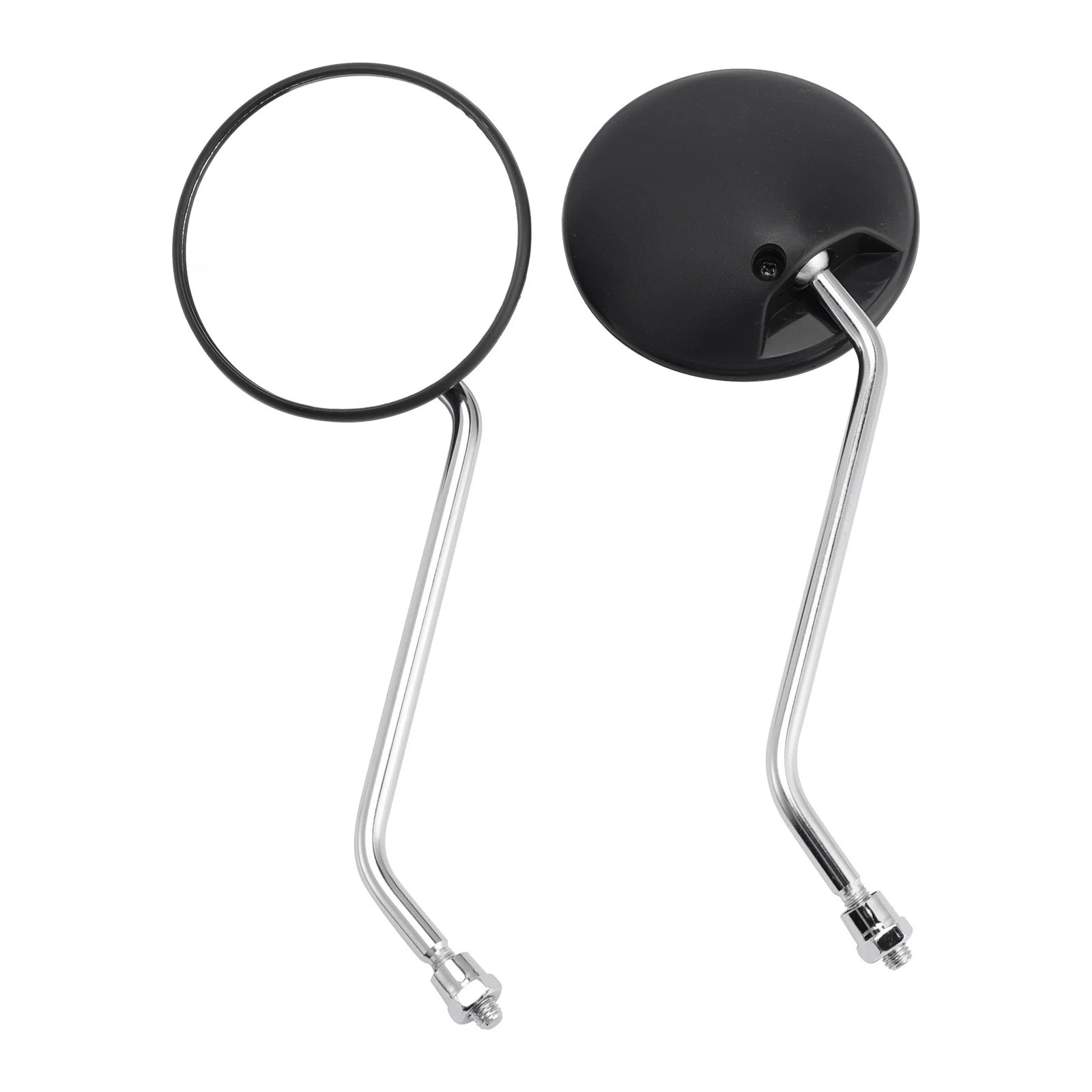 Pair Round Black Mirrors for Piaggio Vespa Scooter (Universal Fit)
