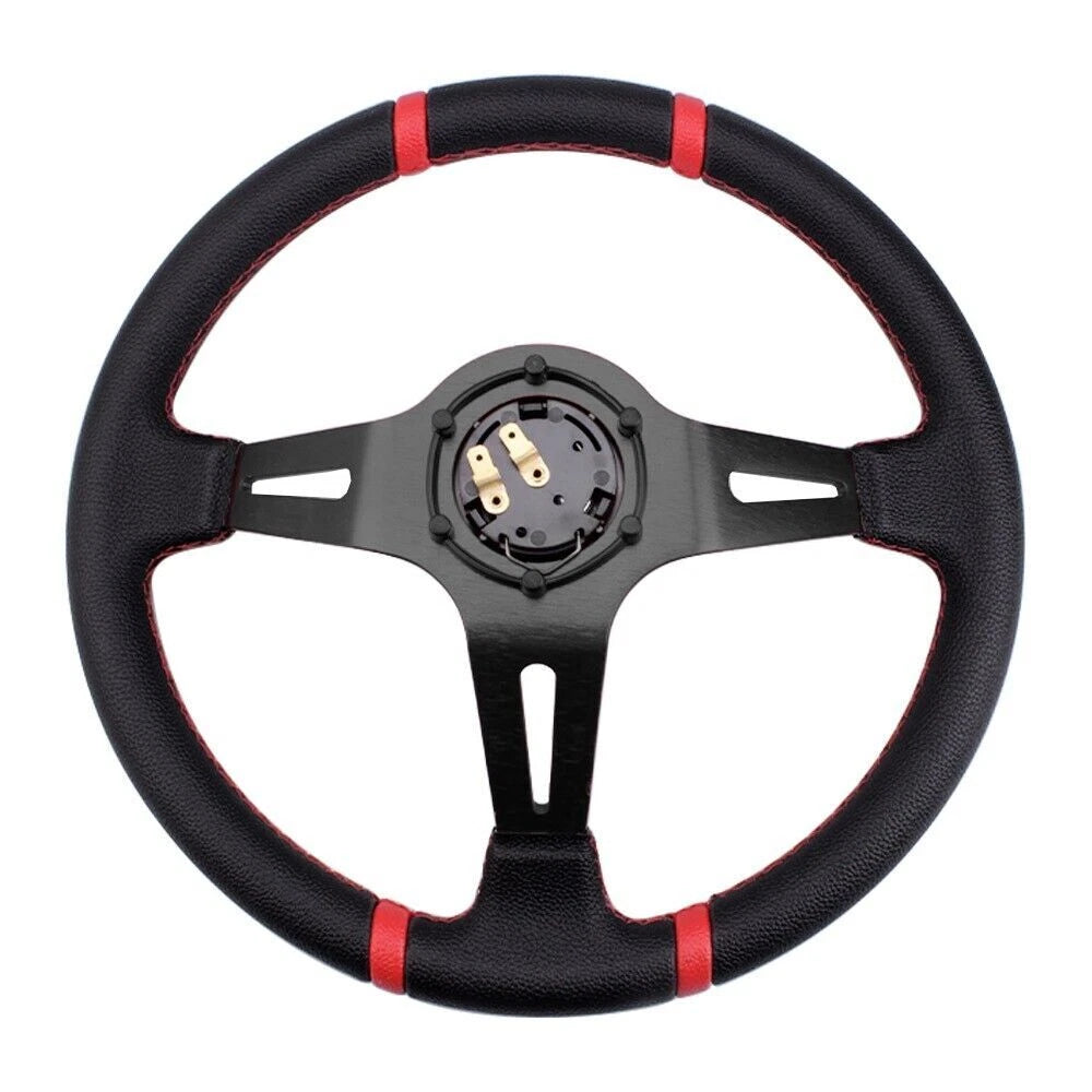 14" Deep Dish Drifting Steering Wheel + Short Hub Adapter Kit for Dodge Jeep (170H)