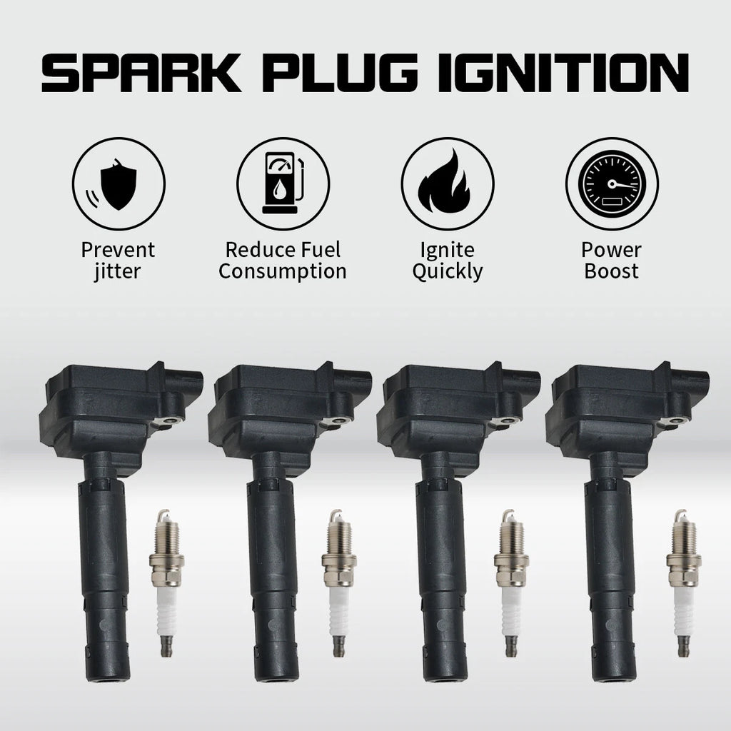 4X Ignition Coil + 4X Spark Plugs for Mercedes-Benz C250 SLK250 (2012–2015) UF658