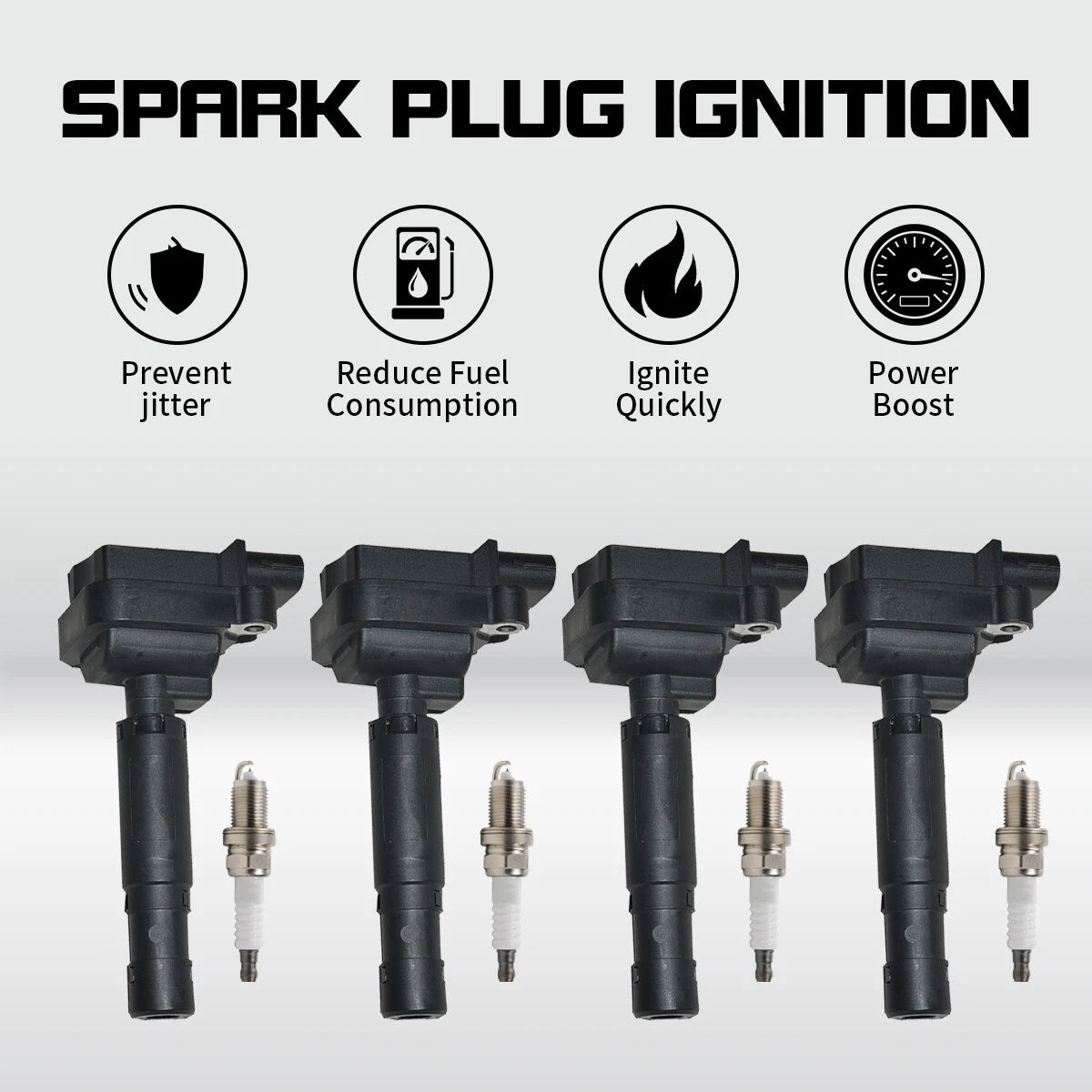 4X Ignition Coil + 4X Spark Plugs for Mercedes-Benz C250 SLK250 (2012–2015) UF658
