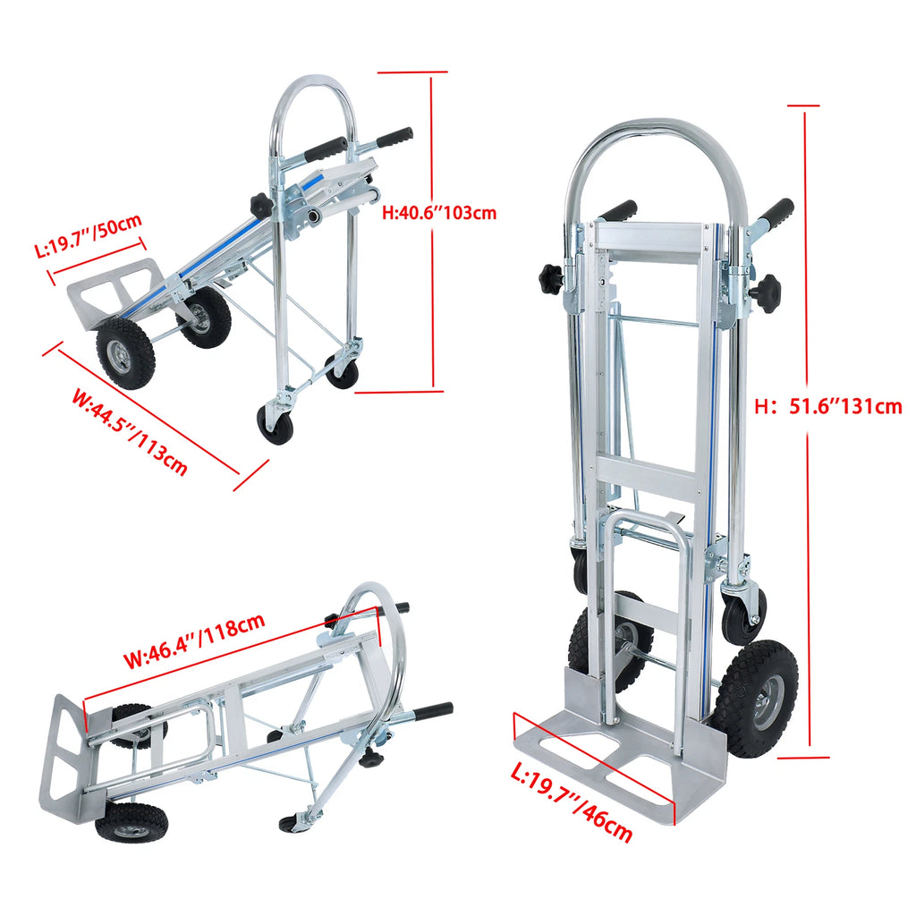 4-in-1 Aluminum Folding Hand Truck Trolley (1000 lbs Capacity)