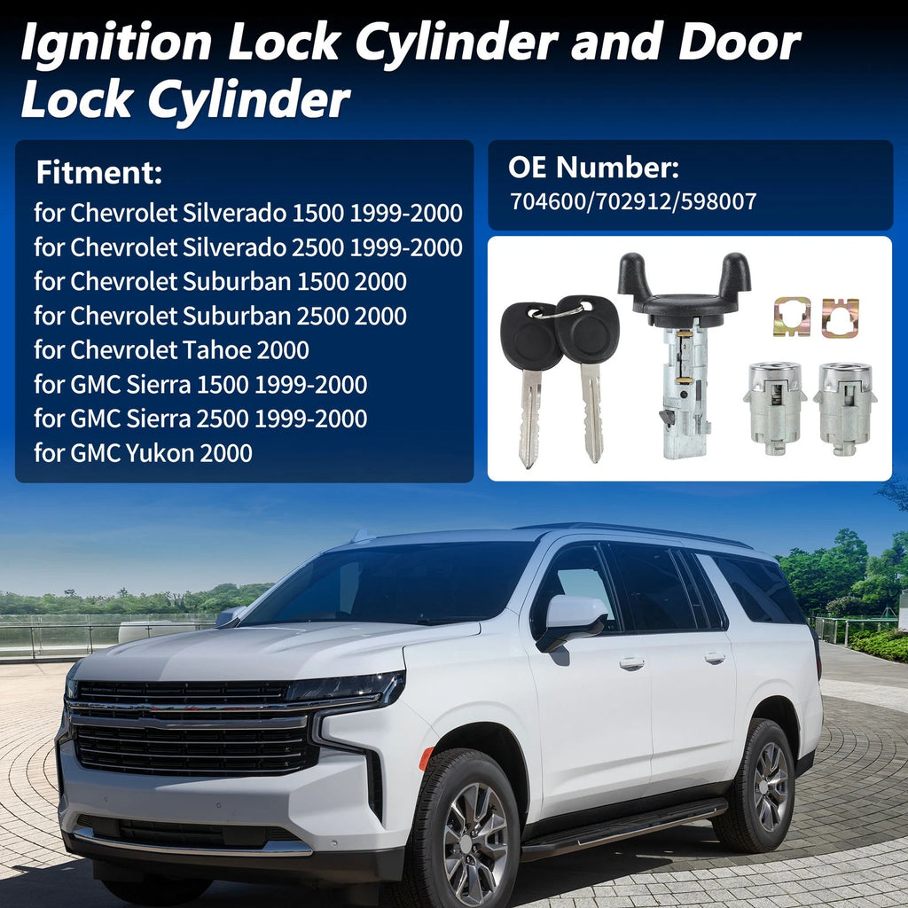 Ignition Lock Cylinder and Door Lock for Chevy Silverado 1500 (No. 704600/702912)