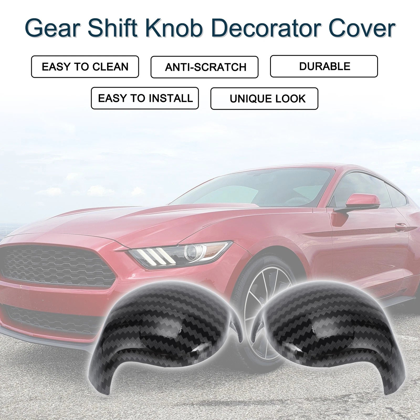 Carbon Fiber Gear Shift Knob Cover for Ford Mustang (2015–2023)