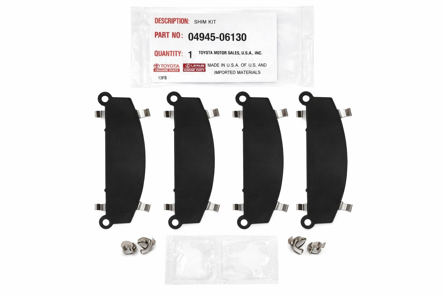 Front Disc Brake Pad Shim for Lexus ES350, ES300h, Toyota (OEM 0494506130)