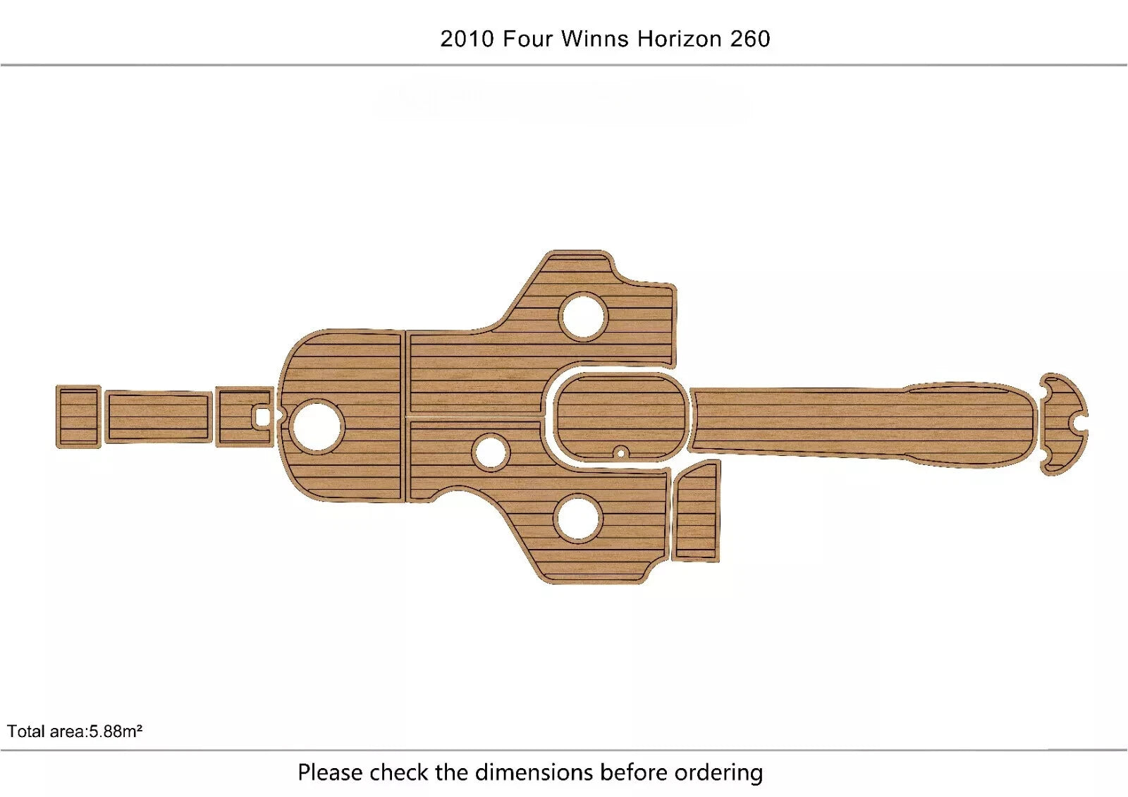 EVA Pad for Four Winns Horizon 260 (2010) - Cockpit Swim Platform Teak Floor