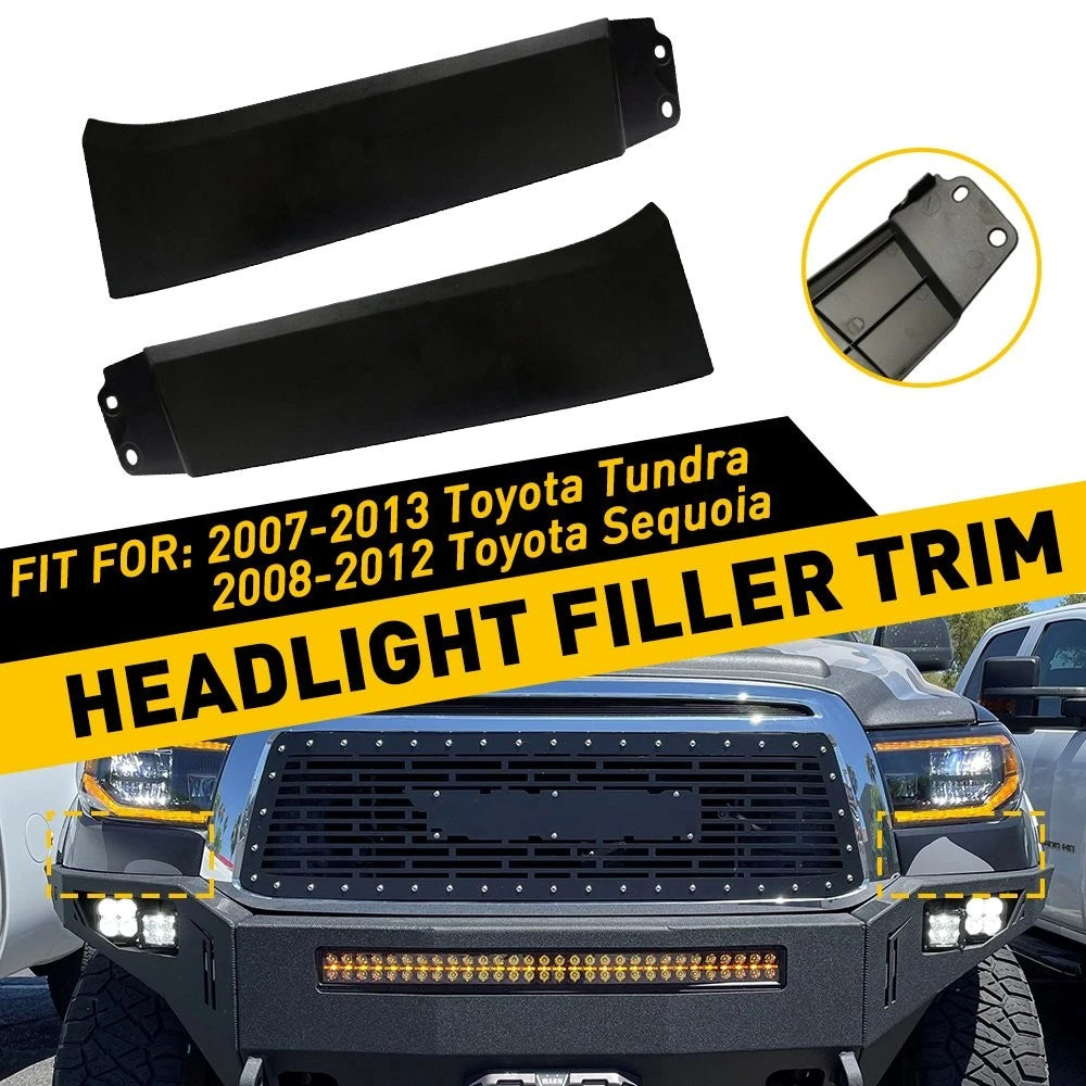 2X Headlight Molding Trim Lower Filler for Toyota Tundra (2007–2013) Sequoia (2008–2012)