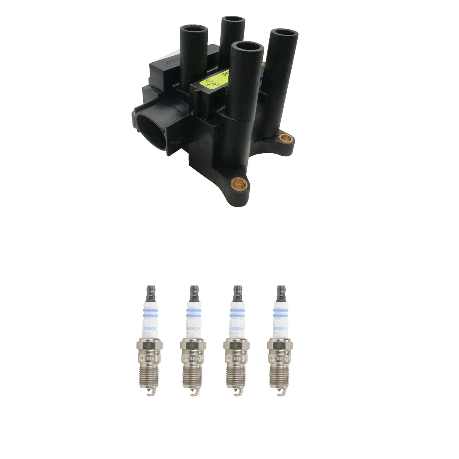 Set of 4 Hitachi Ignition Coils & Bosch Platinum Spark Plugs for Ford Ranger (1998–2011)
