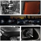 Headlight Pair for Ford F150 (2009–2014) Black Housing Amber Side Corner Lamps