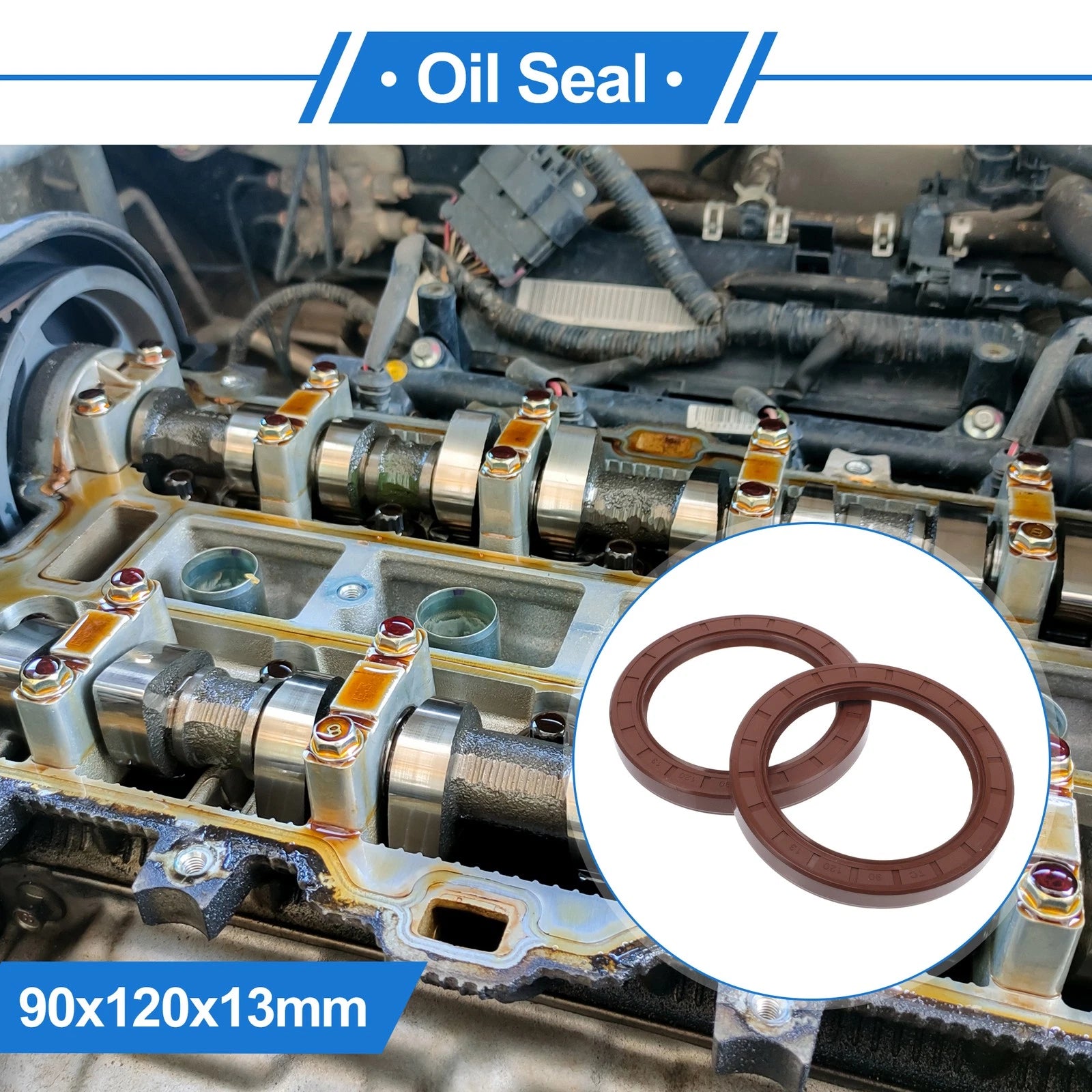 Set of 2 Oil Seal Rotary Shaft Seal FKM Rubber 90x120x13mm