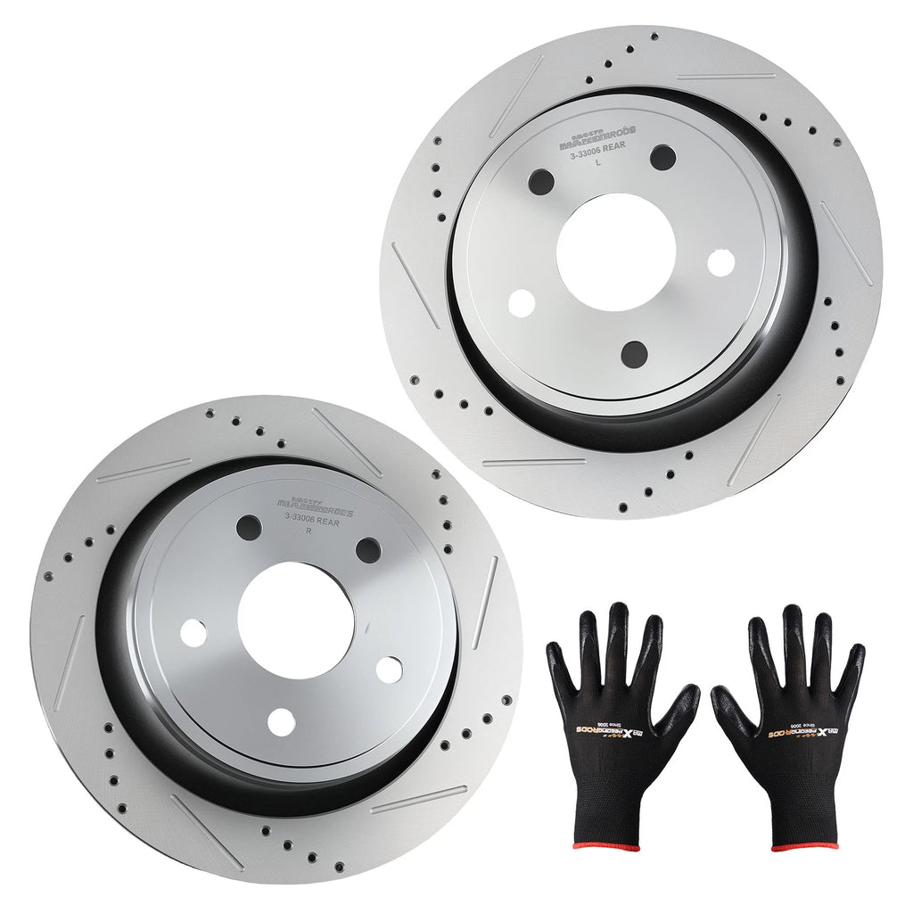 Rear Drilled & Slotted Brake Rotors Kit for Ram 1500 Classic (2019–2023)