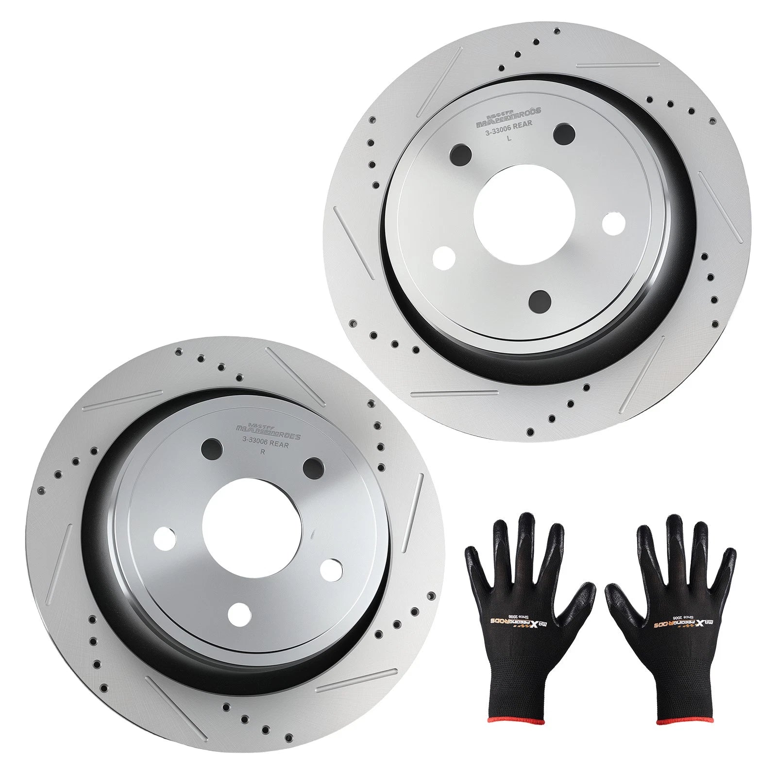 Rear Drilled & Slotted Brake Rotors Kit for Ram 1500 Classic (2019–2023)