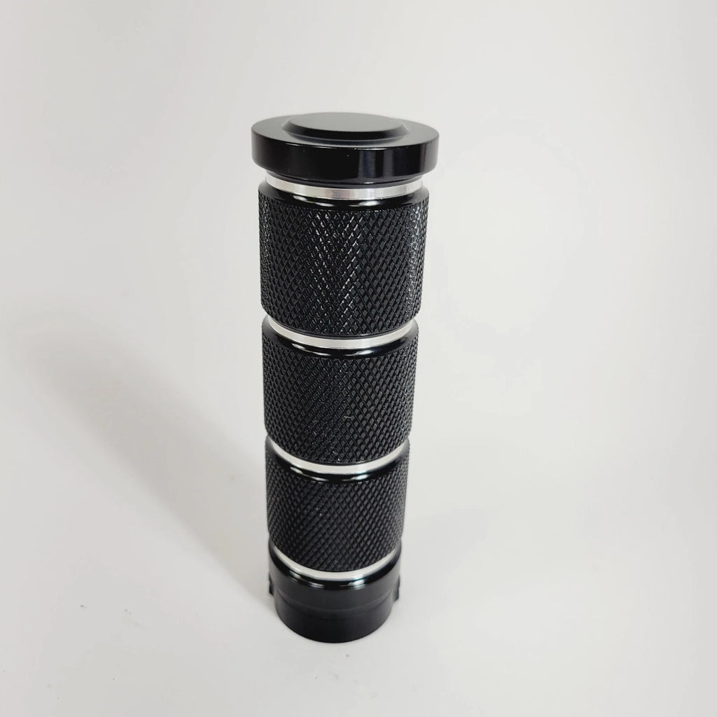 Left Black Stroker Knurled Billet Grip for Harley Softail Dyna Sportster
