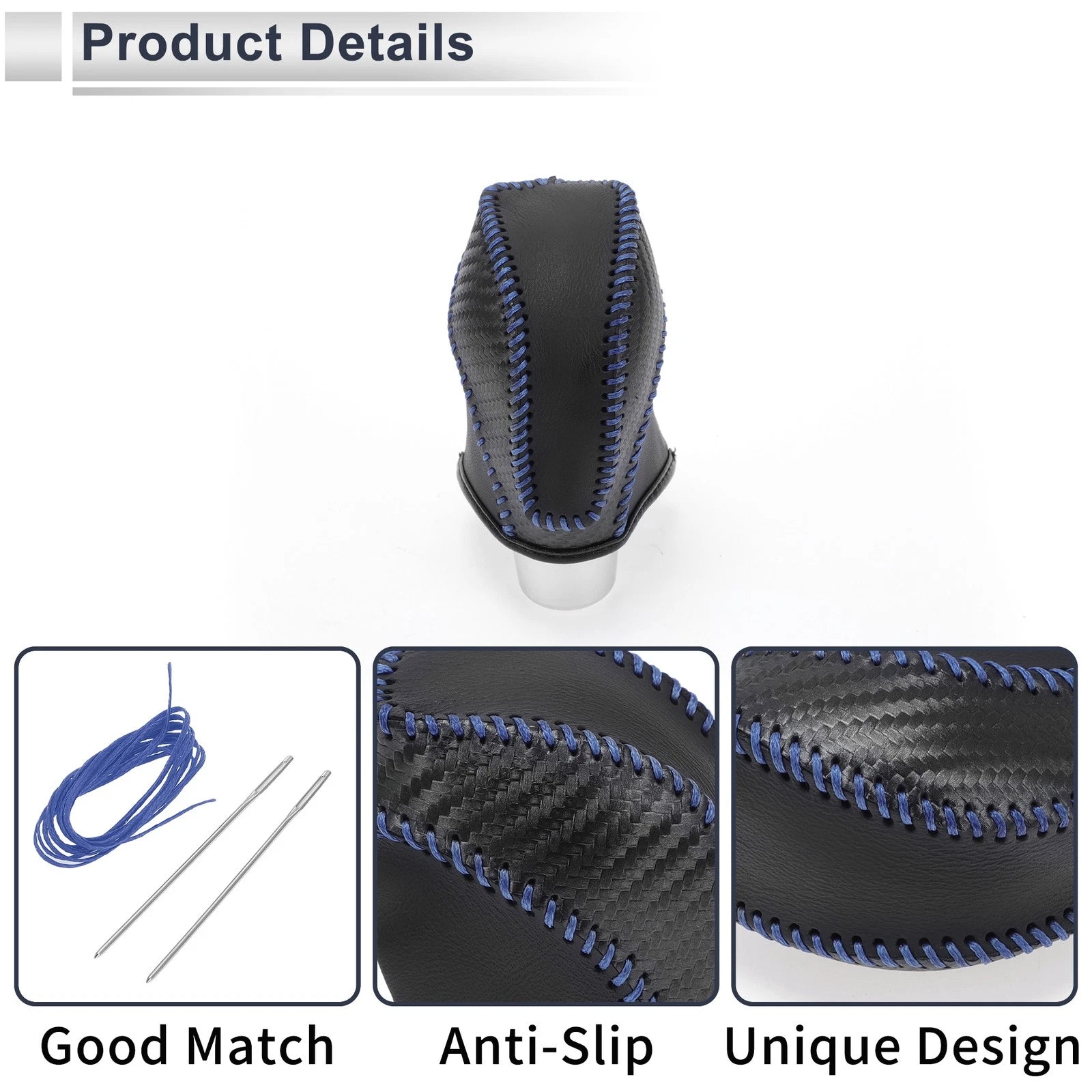 Gear Shift Knob Cover for Subaru Impreza (2017–2023) Black Carbon Fiber Blue