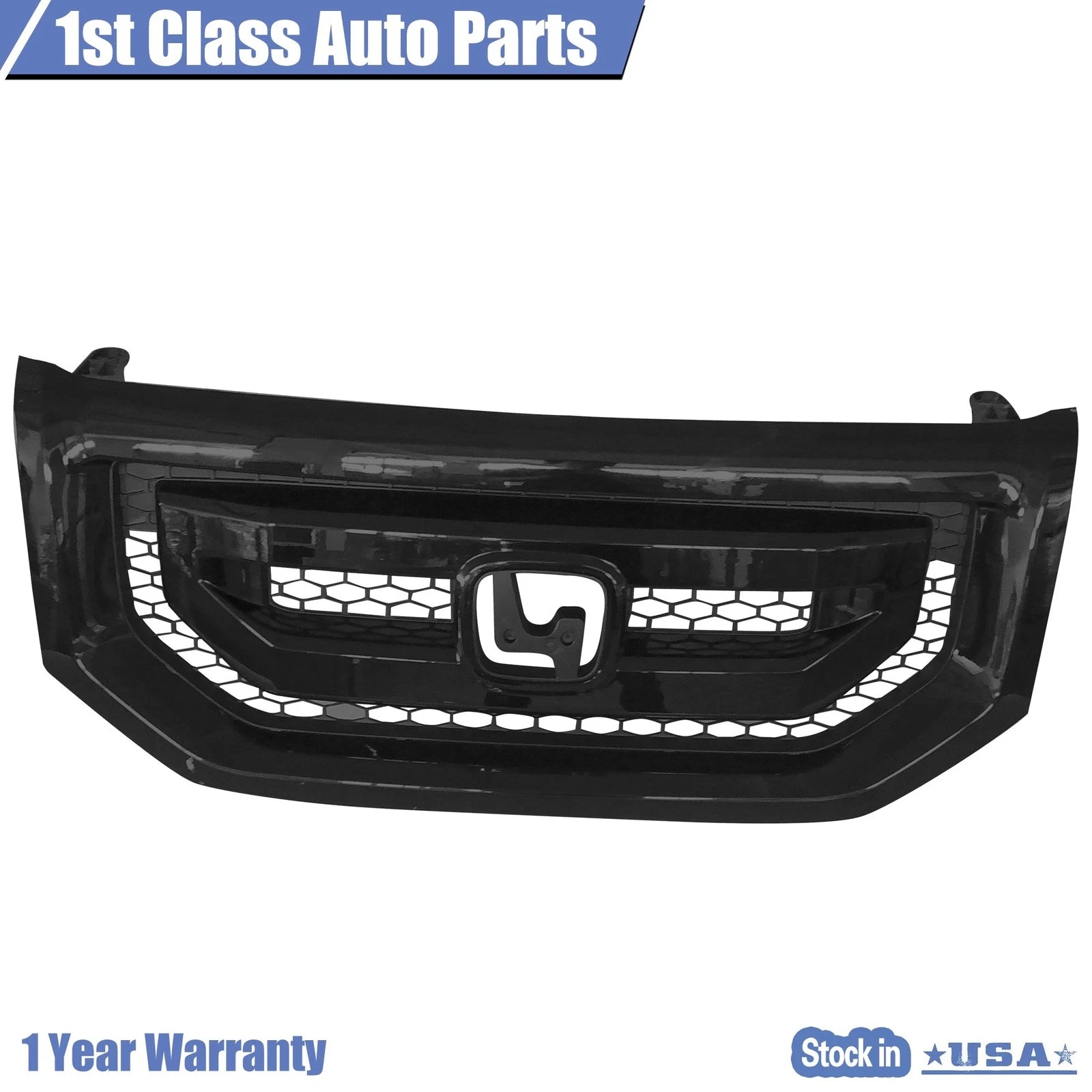 Front Bumper Upper Grille for Honda Pilot (2009-2011) All Black