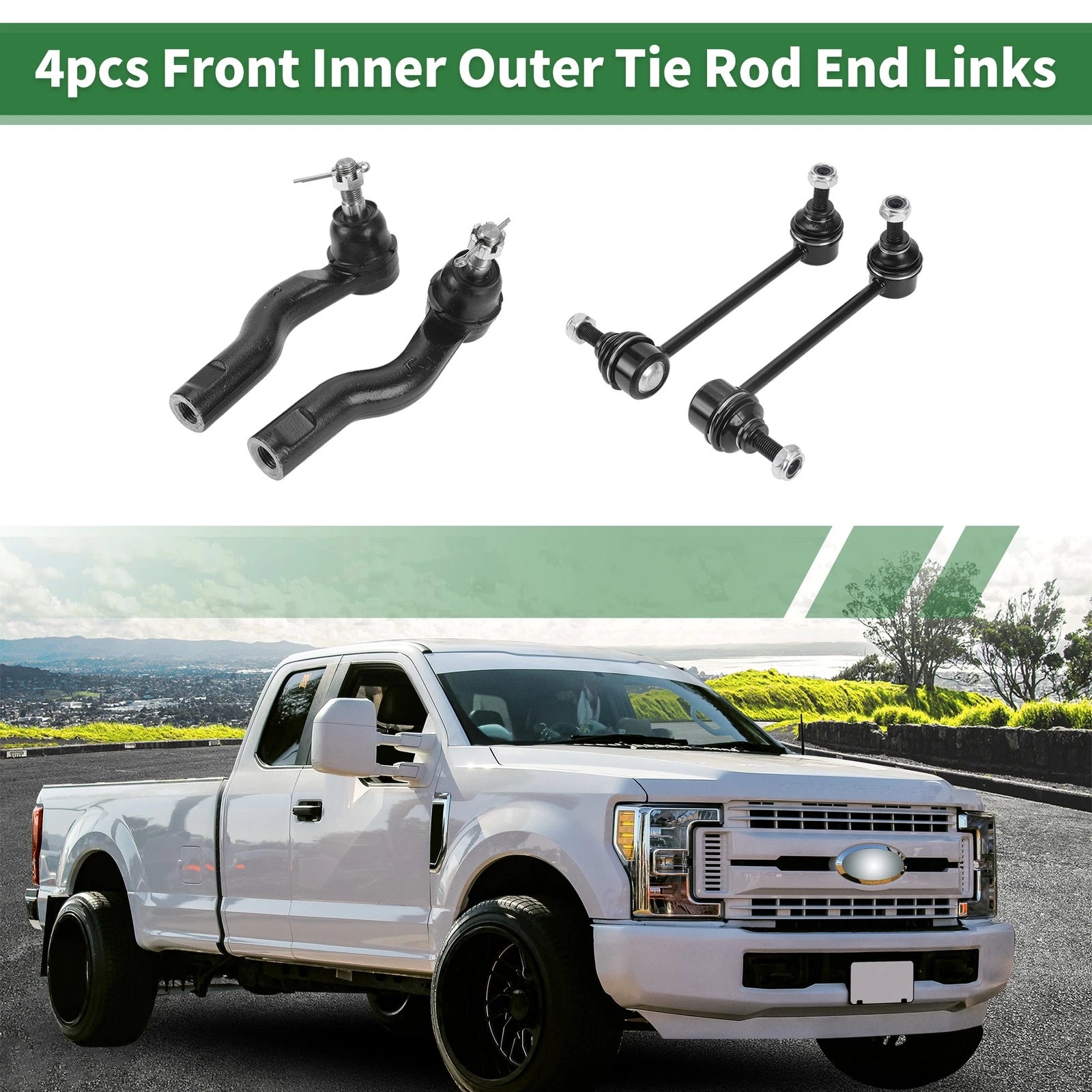 Set of 4 Front Suspension Kit Outer Tie Rod End Sway Bar Link for Lincoln Zephyr (2006–2006)