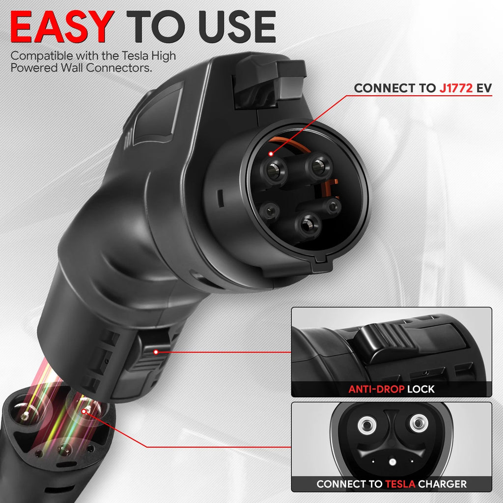 Tesla to J1772 EV Mobile Charging Adapter 48A 250V (2012–2023)